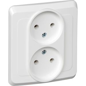 Розетка 2-м СП Этюд 16А IP20 250В без заземл. без защ. шторок бел. SE PC16-005B