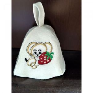 Шапка для бани детская «Мышка с клубничкой»