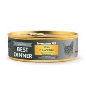 BEST DINNER Exclusive Консервы для стерилизованных кошек с уткой, клюквой для профилактики МКБ, ж/б 100гр