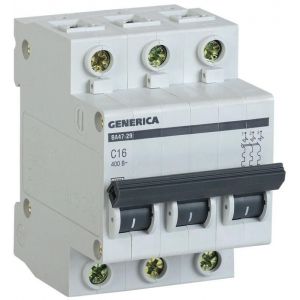 Выключатель автоматический модульный 3п C 16А 4.5кА ВА47-29 GENERICA IEK MVA25-3-016-C