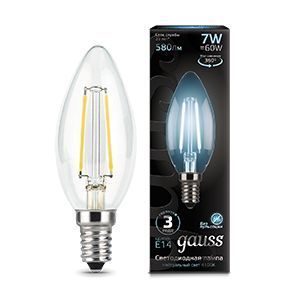 Лампа светодиодная филаментная Black Filament 7Вт свеча 4100К нейтр. бел. E14 GAUSS 103801207