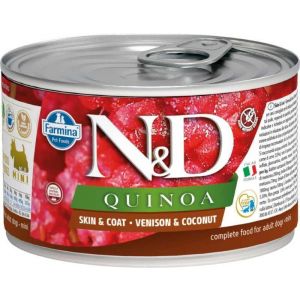 N&D QUINOA Skin&Coat MINI Консервы для собак мини пород для кожи и шерсти оленина с кокосом, ж/б 140гр