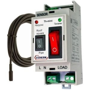 Термостат комбинированный 2 в 1 в комплекте с датчиком температуры для управления системой антиобледенения кровли или обогрева трубопроводов EXTHERM Th-Mini