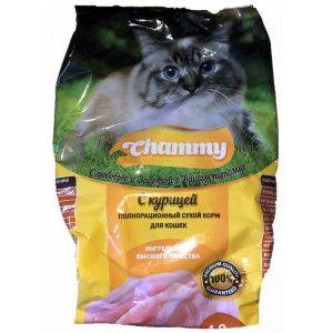 Корм полнорационный сухой для кошек «Chammy» с  курицей 1,9 кг в п/п