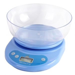 Весы кухонные электронные, макс. вес 5кг, цена деления 1гр (син.) питание 2хАА, съемная чаша IR-7119