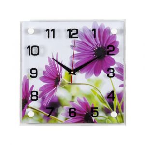 2525-009 (10) Часы настенные «Розовые ромашки» 25х25х4,5см