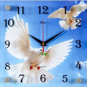 2525-648 (10) Часы настенные «Голуби в полете» 25х25х4,5см