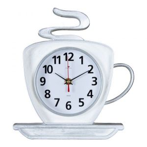 2523-005 (10) Часы настенные чашка 25х24см, корпус белый с серебром «Классика» «Рубин»