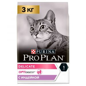 Pro Plan для кошек с чувствительным пищеварением и привередливых к еде, с индейкой