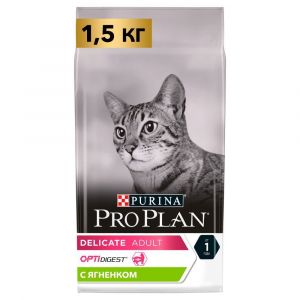 Pro Plan для кошек с чувствительным пищеварением и привередливых к еде с ягненком
