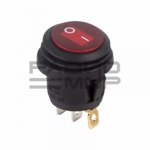 Переключатель круглый с подсветкой и влагозащитой KCD1-202/FS on-off, 3 контакта 220В (красный)