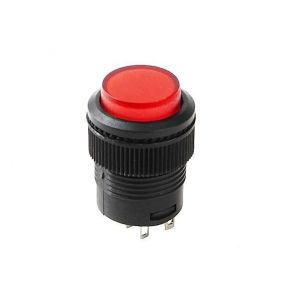 Кнопка круглая без фиксации R16-503/BD (D-314) on-off 4 контакта 1А, 250В (красный)
