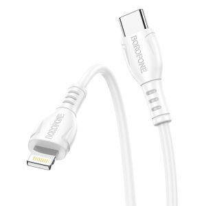 USB кабель шт.Type-C - шт.Lightning 1м, 2,4A силиконовый, белый BX51 «Borofone»