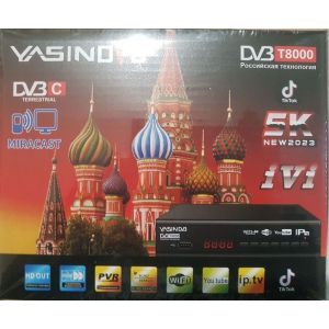 IP TV приставка DVB-T2/C Yasin T8000 Wi-Fi, дисплей, кнопки, металлический корпус