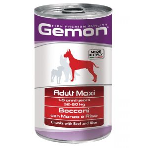 Gemon Dog Maxi консервы для собак крупных пород кусочки говядины с рисом 1250г