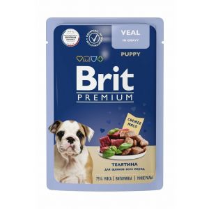Brit Premium пауч 85гр д/щен Телятина/Соус (1/14)