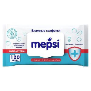 Антибактериальные влажные салфетки MEPSI, 120 шт.
