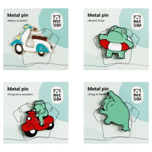 Набор металлических значков MESHU «Frog in trend», эмаль, 4шт