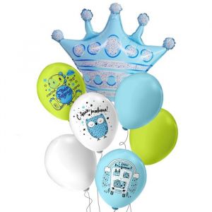 Набор шаров Букет 7 шаров Новорожденные Little Prince  (1 фольга+3латекс/рис+3латекс б/рис)