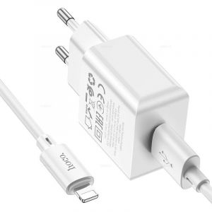 Адаптер постоянного тока Hoco C106A, 1гн.USB 5В,2,1А + кабель Lightning, белый