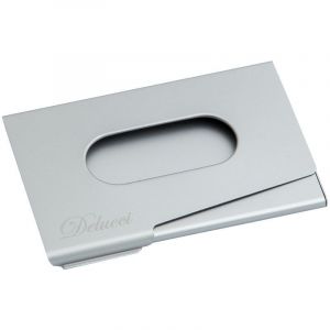 Визитница карманная Delucci из алюминия серебристого цвета, легкий доступ, подарочная упаковка BCh_46002