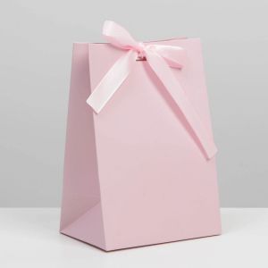 Пакет подарочный с лентой «Розовый», 13*19*9 см 7303867