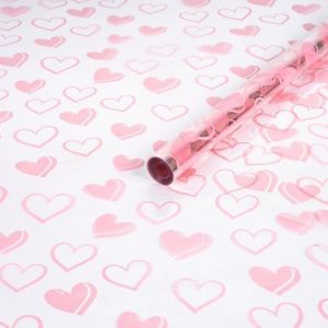 А Пленка прозрачная с рисунком «Сердечки №1» Нежно-розовый 70см 200гр