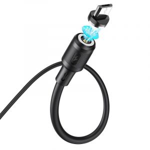 USB кабель для зарядки micro USB «Hoco» X52 (резиновый,  магнитный , поворотный) 2.4A, 1м, чёрный