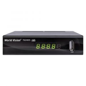 Цифровой эфирный ресивер World Vision T624D5 (DVB-T2/T/C, IPTV, USB, металл-пластик,кнопки,дисплей)