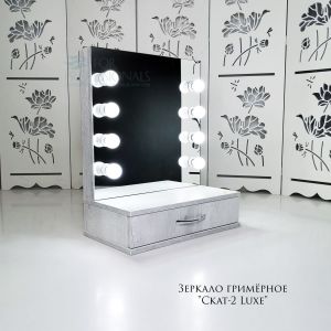 Зеркало гримёрное «Скат 2 Lux» 900*960 дуб дымчатый (4 лампы)