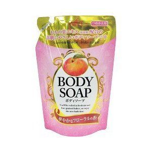 Крем - мыло для тела «Wins Body Soap peach» с экстрактом листьев и персика и богатым ароматом.