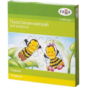 Пластилин 12 цв. 147 г «Пчелка» восковой + стек (ГАММА)