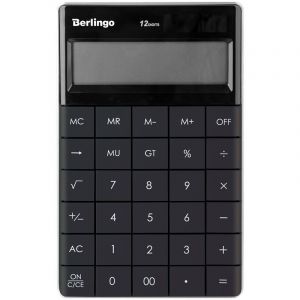 Калькулятор 12 разр, Berlingo «Power TX», двойное питание, 165*105*13мм, антрацит