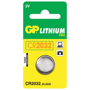 Батарейка CR2032 GP (Джи-Пи)  литиевая, d=20мм, h=3,2мм, в блистере (1шт), 3В, CR2032-C1