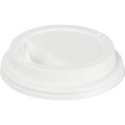 Крышка пластиковая для стакана под горячее d=90мм белая с питейником  (100шт/упак)
