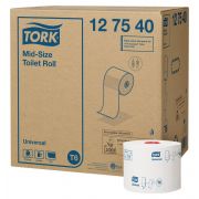 Бумага туалетная TORK MID-SIZE UNIVERSAL T6 в рулонах на втулке 1-слойная 135м белая  (127540) (27рул/кор)
