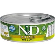N&D PRIME Консервы для кошек кабан с яблоком, ж/б 80гр