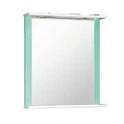 Зеркало «ДУЭТ» 60см с полочкой и подсветкой, цвет белый/бирюза (ЦО-1187)