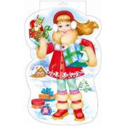 Плакат фигурный «Девочка с подарком» «Дед Мороз»