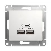 Механизм розетки USB 1-м СП Glossa 5В/2100мА 2х5В/1050мА бел. SchE GSL000133