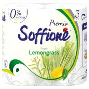 Туалетная бумага Soffione Premio Lemongrass трехслойная, желтая, 4 рулона /10900050/10900216