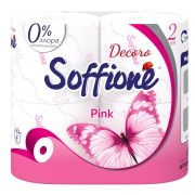 Туалетная бумага Soffione Decoro Pink двухслойная, розовая, 4 рулона /10900073/10900055