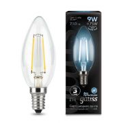 Лампа светодиодная филаментная Black Filament 9Вт свеча 4100К нейтр. бел. E14 GAUSS 103801209