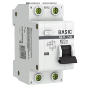 Выключатель автоматический дифференциального тока 1п+N C 20А 30мА тип AC 4.5кА АД-12 Basic EKF DA12-20-30-bas