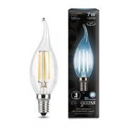 Лампа светодиодная филаментная Black Filament 7Вт свеча на ветру 4100К нейтр. бел. E14 GAUSS 104801207