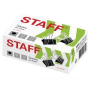 Зажимы для бумаг STAFF, КОМПЛЕКТ 12 шт., 51 мм, на 230 листов, черные, картонная коробка, 224610