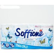 Туалетная бумага Soffione Decoro blue двухслойная, голубая, 8 рулонов /10900019