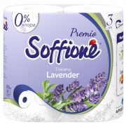 Туалетная бумага Soffione Premio Lavander трехслойная, фиолетовая, 4 рулона /10900047/10900212