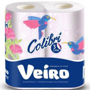 Полотенце бумажное VEIRO Colibri  3-х слойное 2рулона белое/8п32