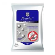 Влажные салфетки антибактериальные Premial Серебр.защита 50 шт